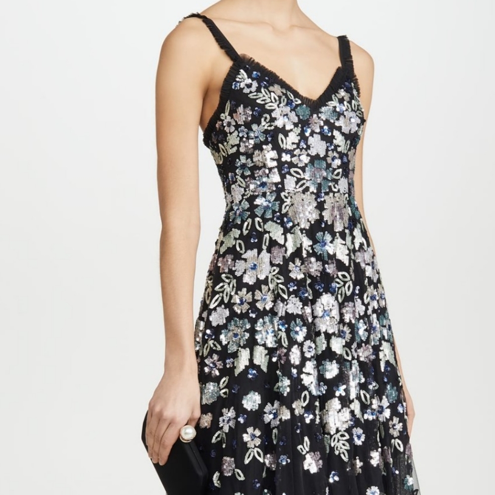 Needle & threads black midi dress